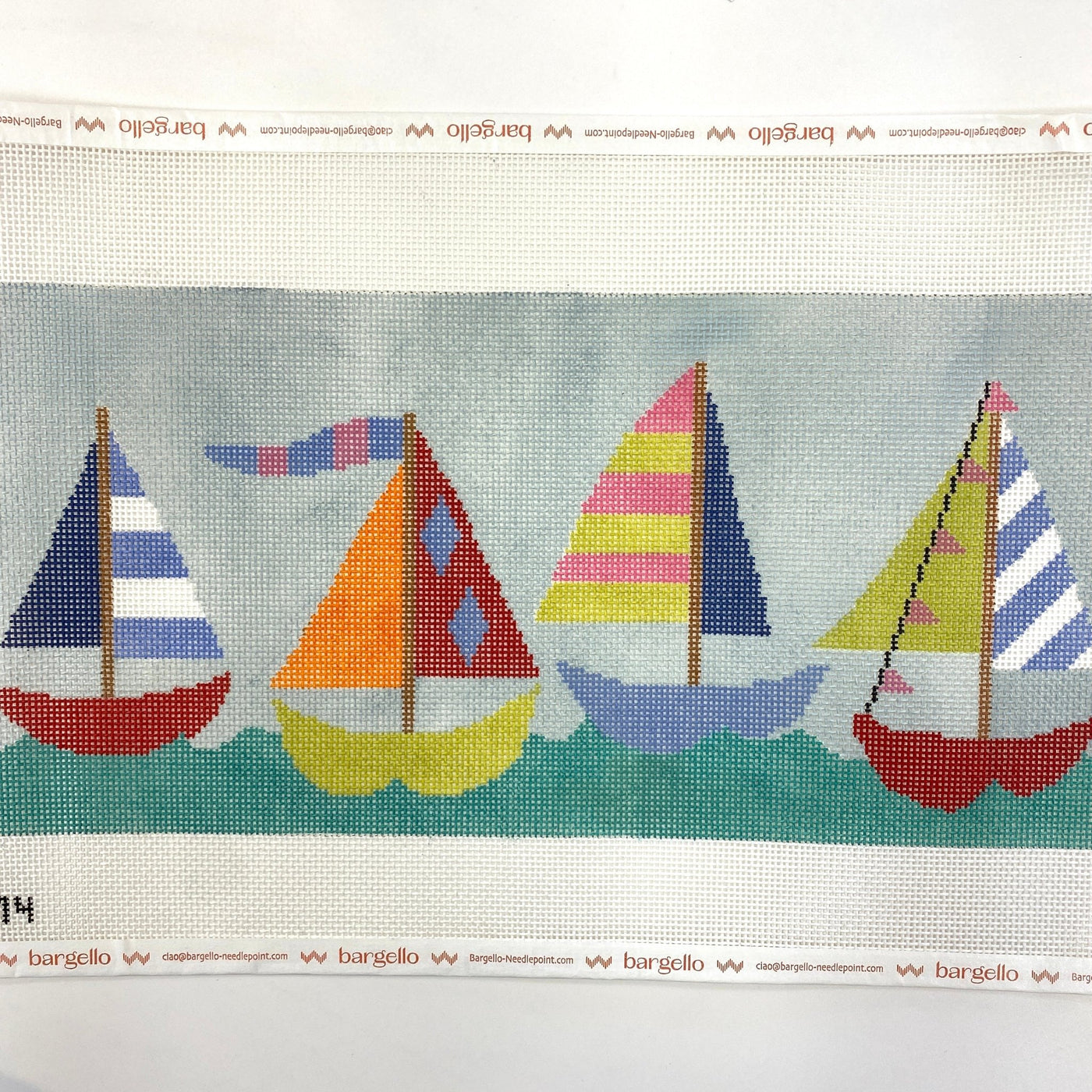 Four Colorful Sailboats needlepoint canvas - Bargello Needlepoint