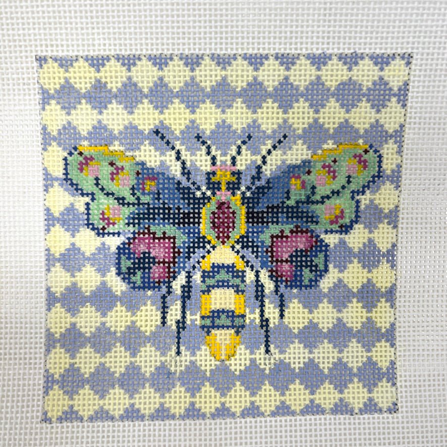 Garden Bee in Blue & Greens Needlepoint Canvas