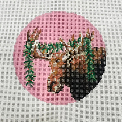 Garland Moose needlepoint canvas - Bargello Needlepoint