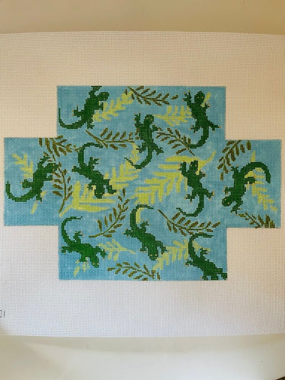 Gecko Brick Cover needlepoint canvas - Bargello Needlepoint