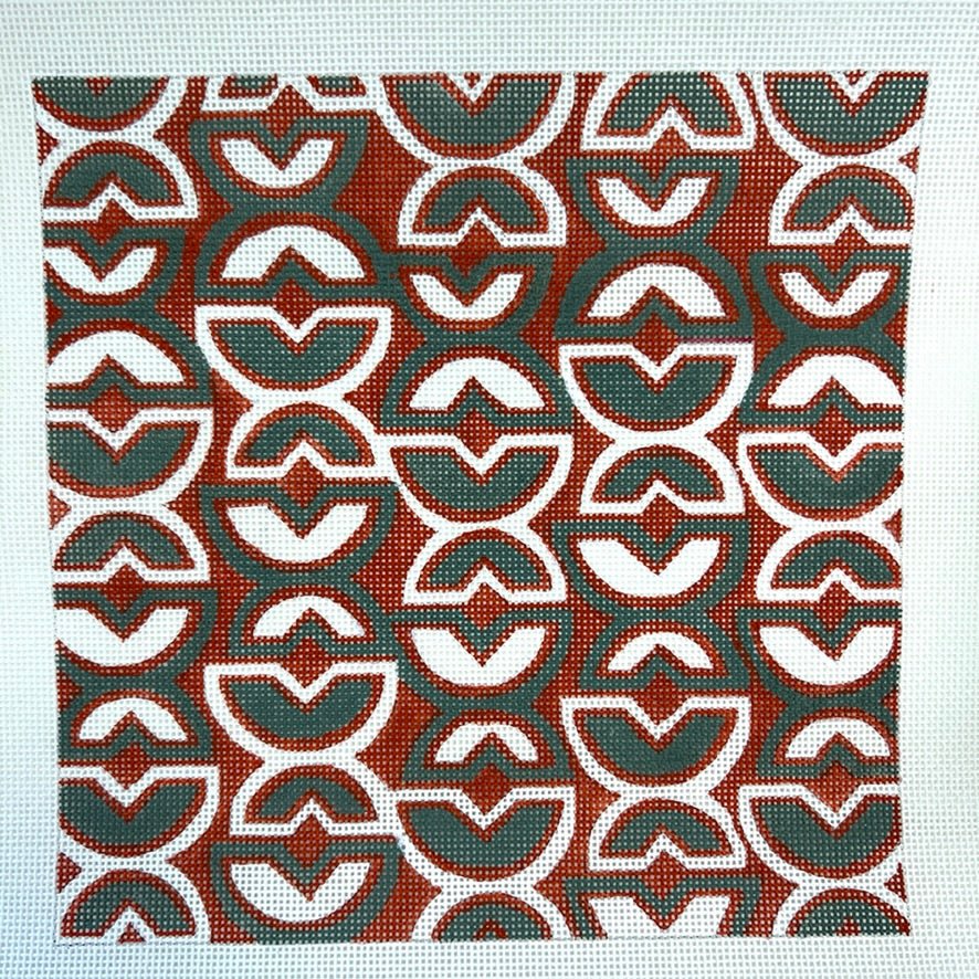 Geometric Burnt Orange & Gray needlepoint canvas - Bargello Needlepoint