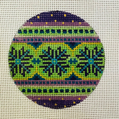 Geometric Round 1 Ornament needlepoint canvas - Bargello Needlepoint