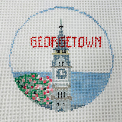 Georgetown University Round Ornament needlepoint canvas - Bargello Needlepoint