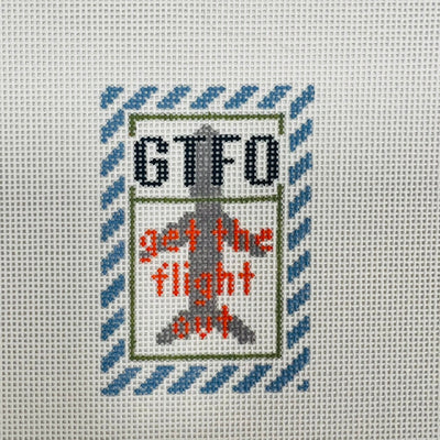 Get The Flight Out Blue Insert needlepoint canvas - Bargello Needlepoint