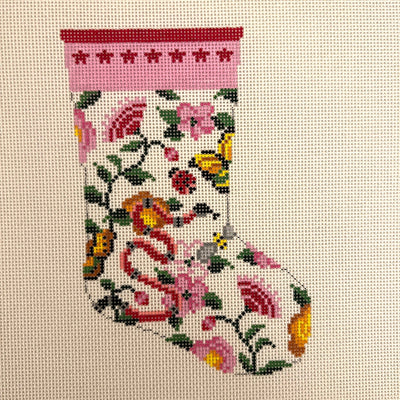 GG Garden Mini Stocking Ornament needlepoint canvas - Bargello Needlepoint