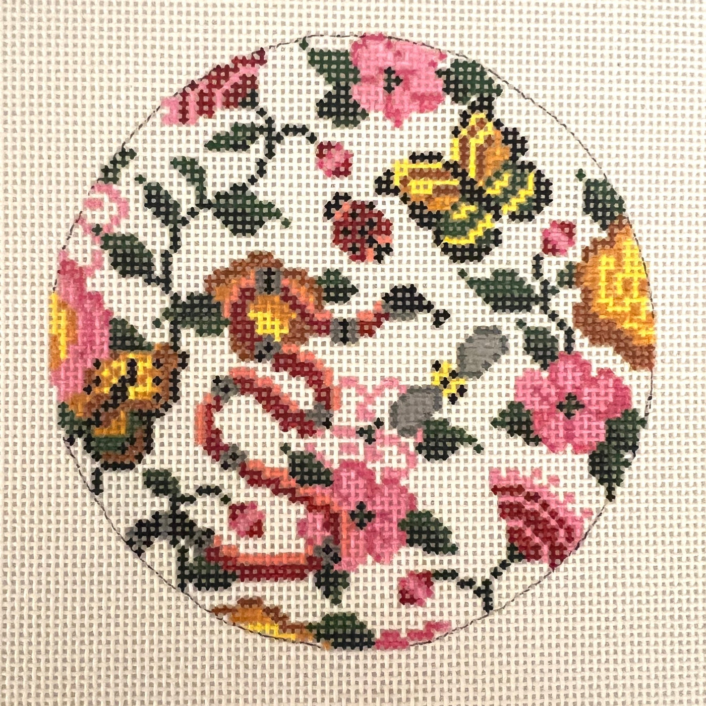 GG Garden Round Ornament/Insert needlepoint canvas - Bargello Needlepoint