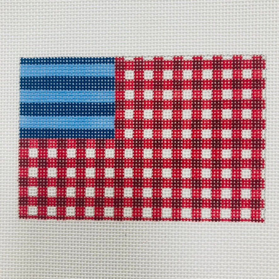 Gingham American Flag Passport Cover needlepoint canvas - Bargello Needlepoint