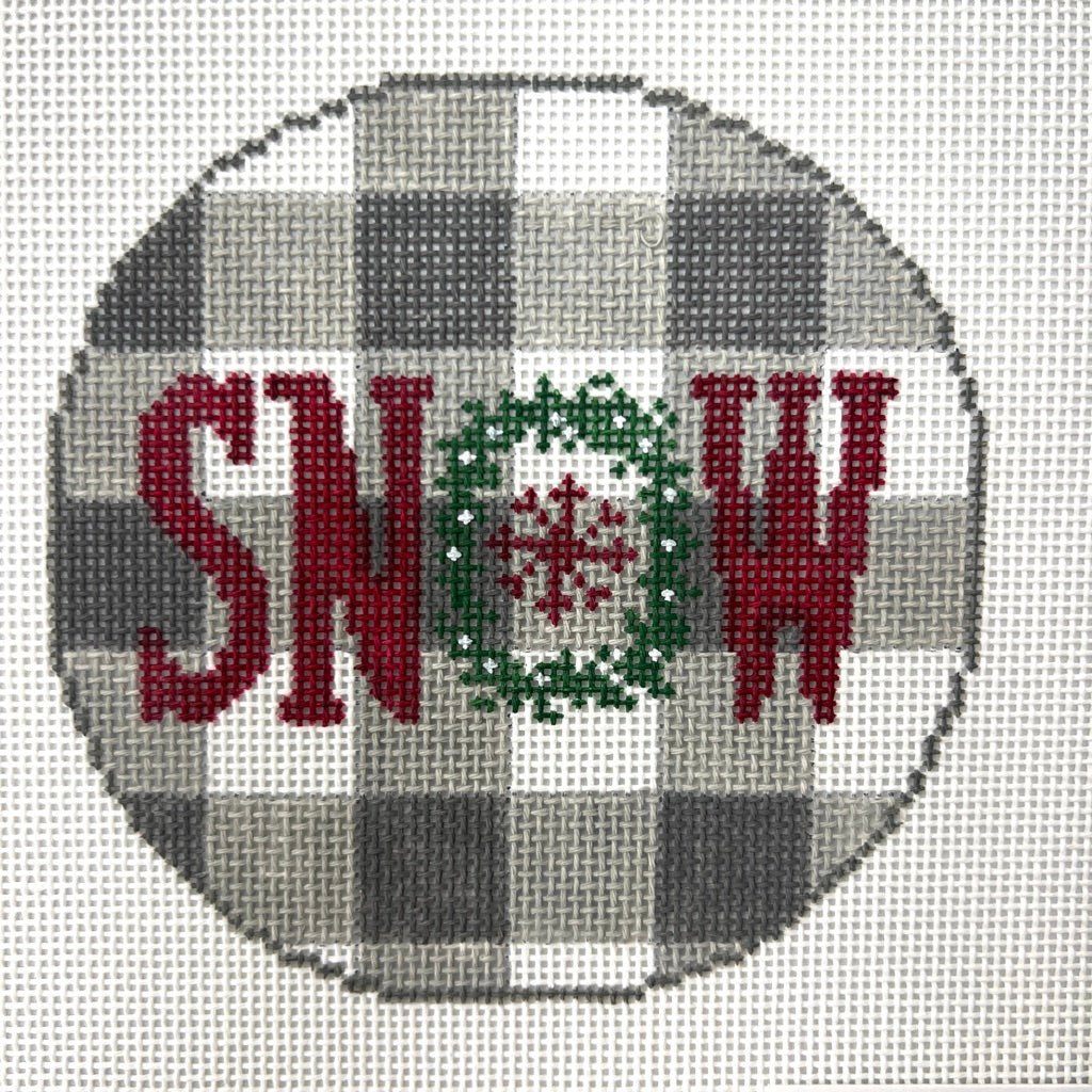 Gingham Snow Ornament Needlepoint Canvas