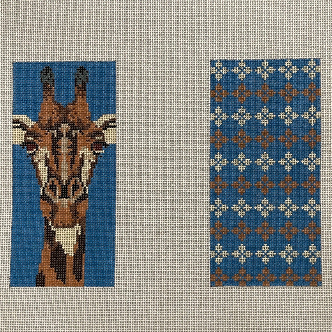 Giraffe Double Eyeglass Case needlepoint canvas - Bargello Needlepoint