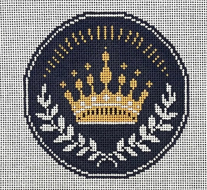 Gold Crown on Black needlepoint canvas - Bargello Needlepoint