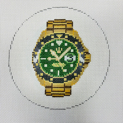 Golden Hour Watch Round needlepoint canvas - Bargello Needlepoint