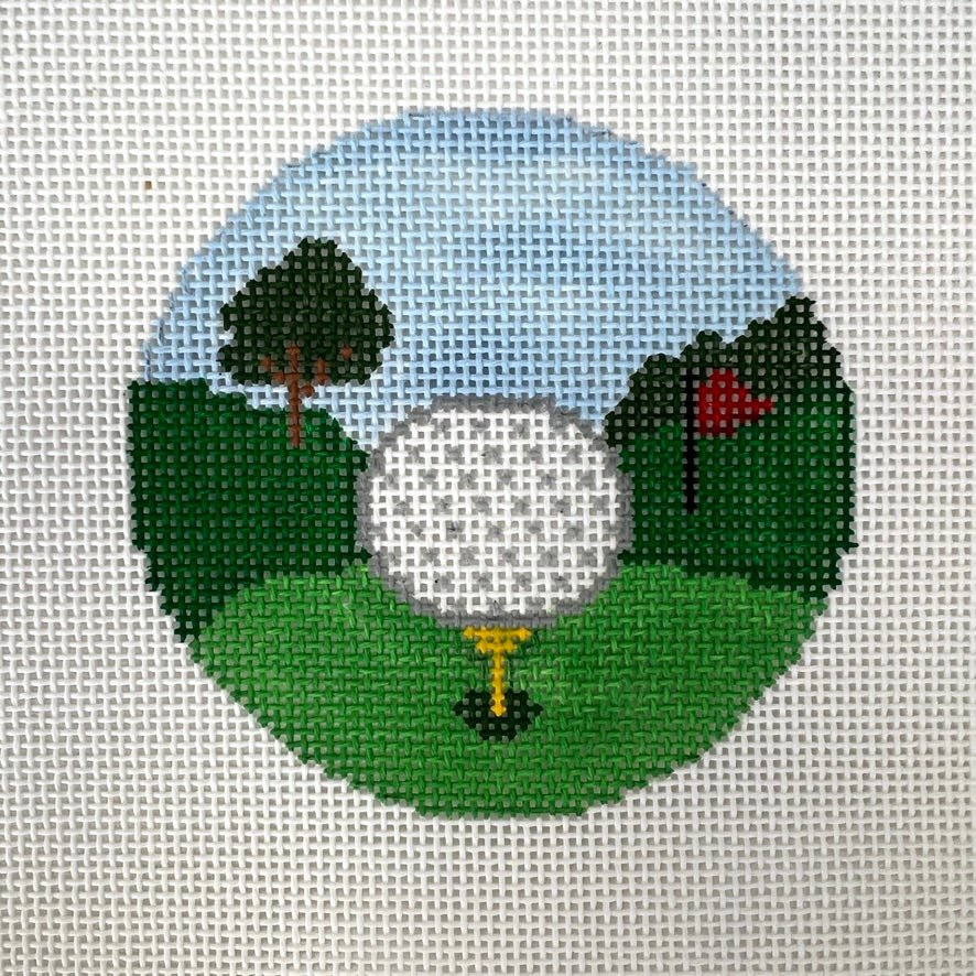 Golf Ball Scene Ornament needlepoint canvas - Bargello Needlepoint