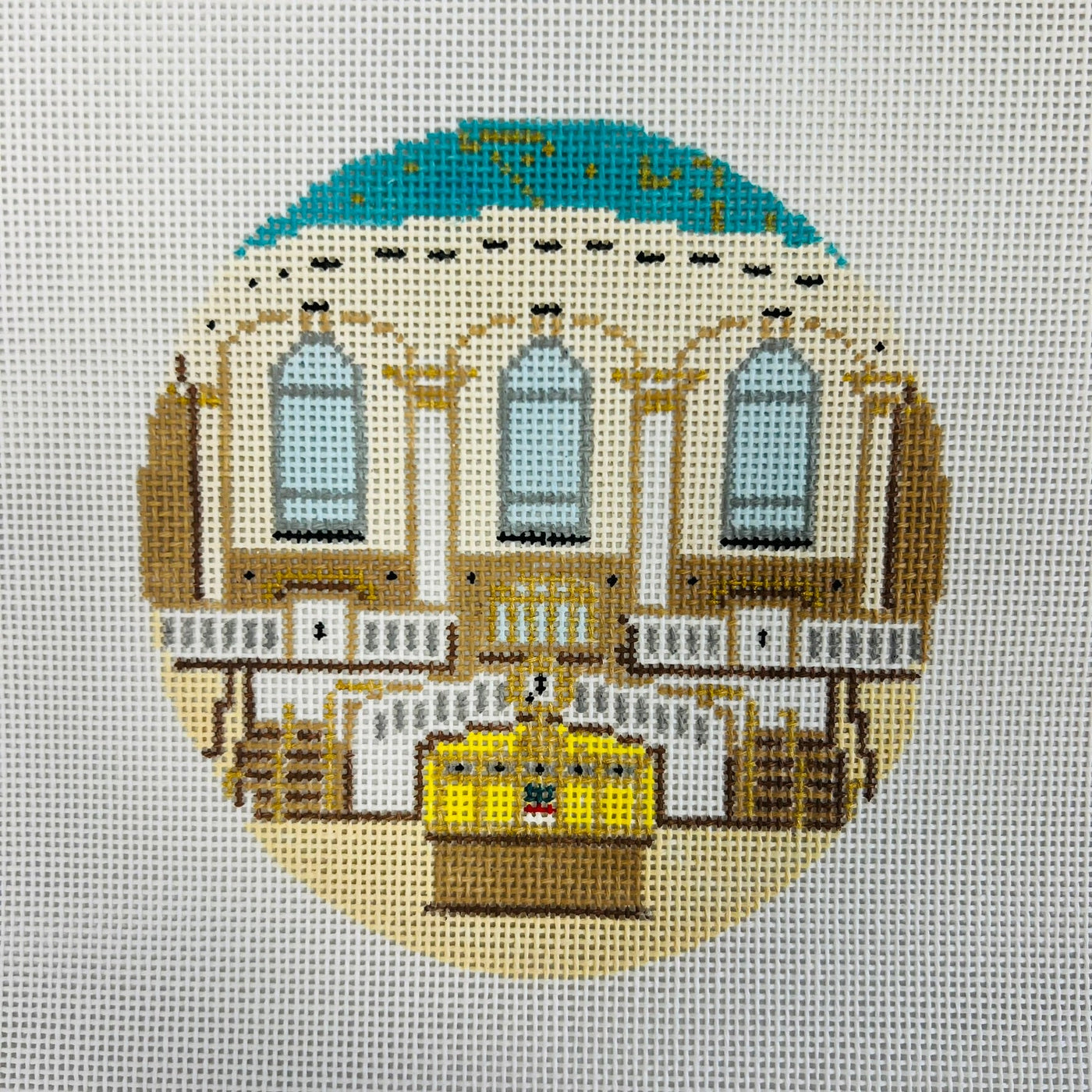 Grand Central Station Ornament with Stitch Guide needlepoint canvas - Bargello Needlepoint