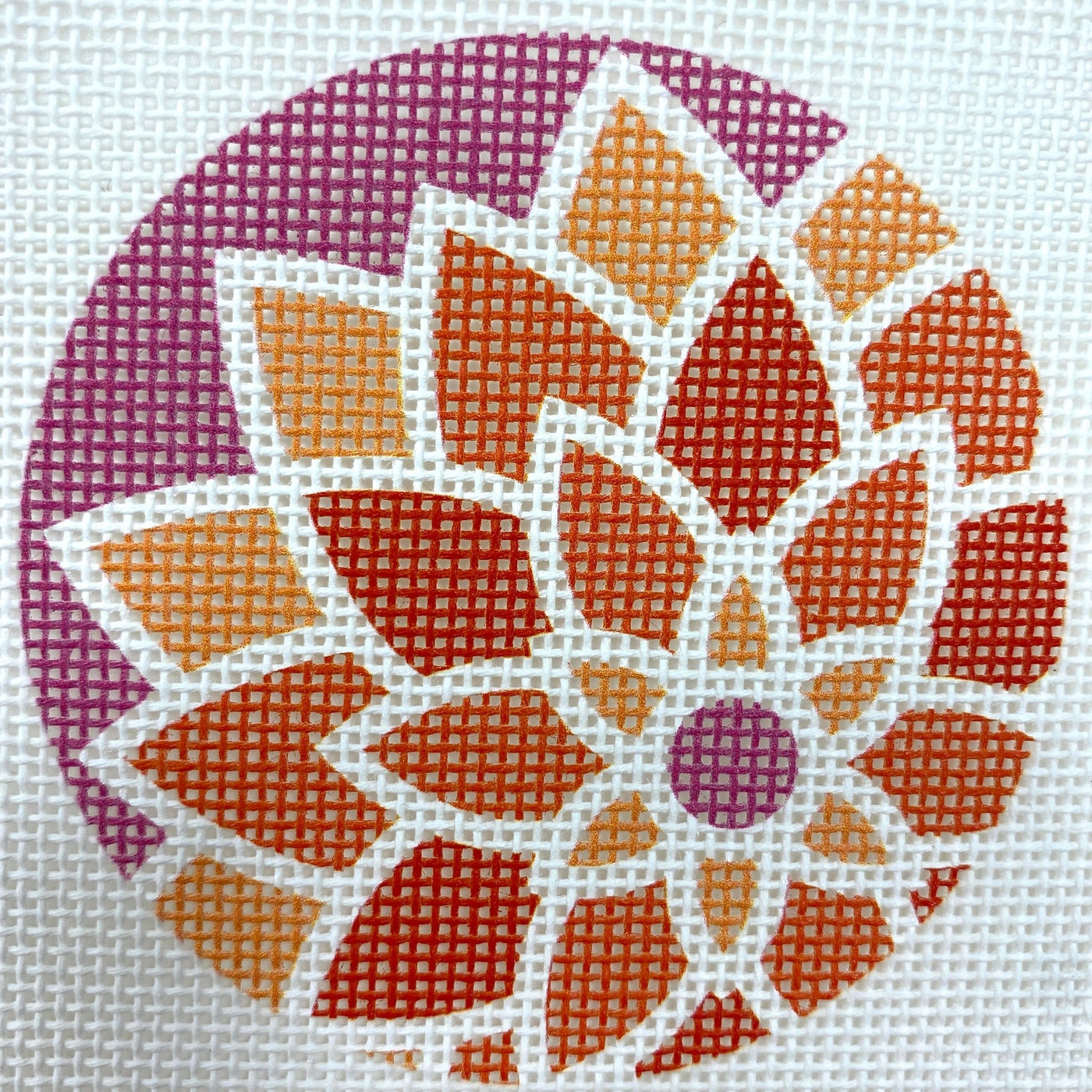 Graphic Flower Orange & Pink needlepoint canvas - Bargello Needlepoint