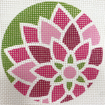 Graphic Flower Pink & Green needlepoint canvas - Bargello Needlepoint