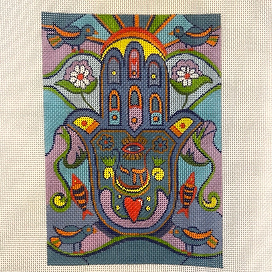 Graphic Hamsa Hand Needlepoint Canvas