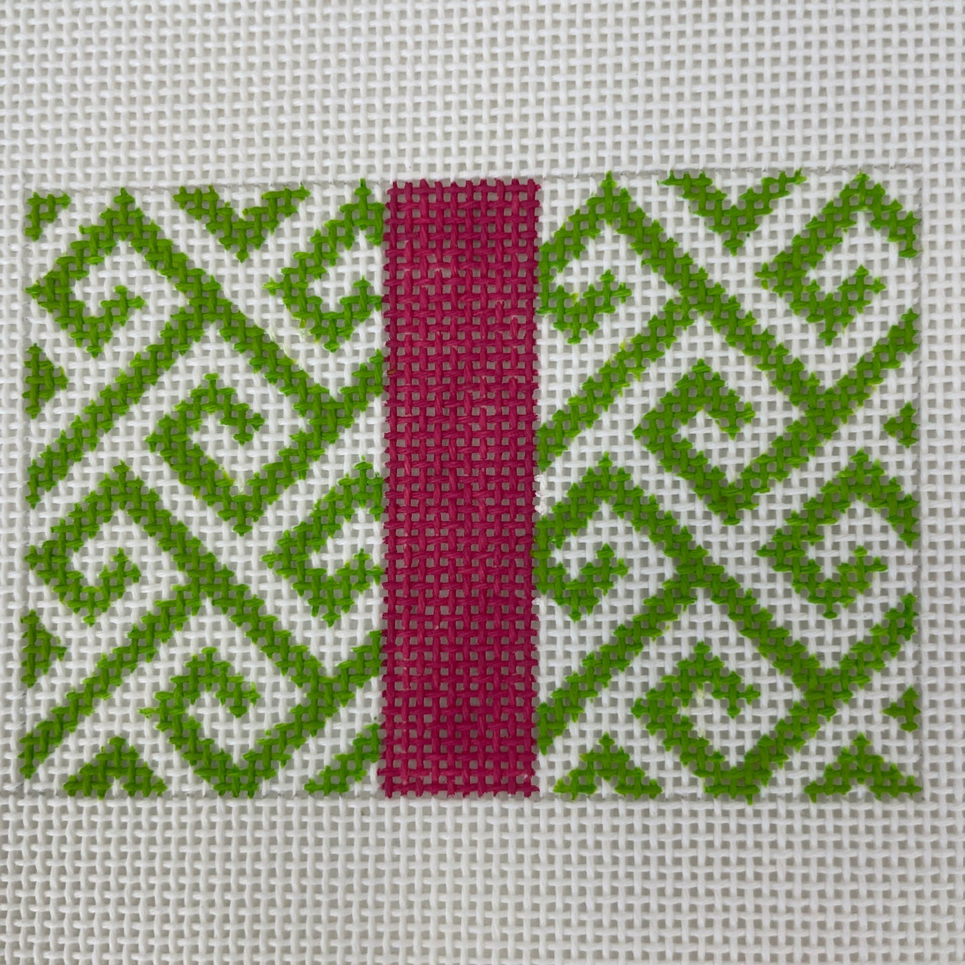 Greek Key Wallet Insert - Green & Pink needlepoint canvas - Bargello Needlepoint