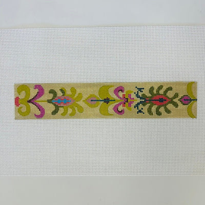 Green and Pink Floral Bracelet Or Key Fob needlepoint canvas - Bargello Needlepoint