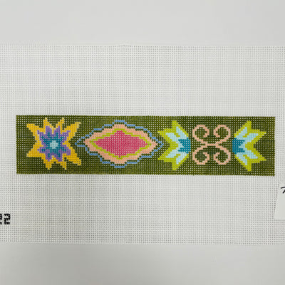 Green Floral Key Fob needlepoint canvas - Bargello Needlepoint