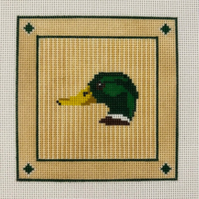 Green Headed Duck Coaster needlepoint canvas - Bargello Needlepoint