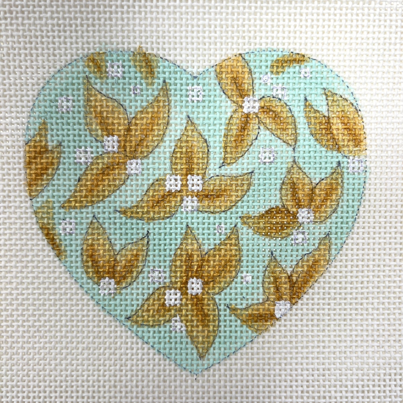 Green Leaf Heart needlepoint canvas - Bargello Needlepoint