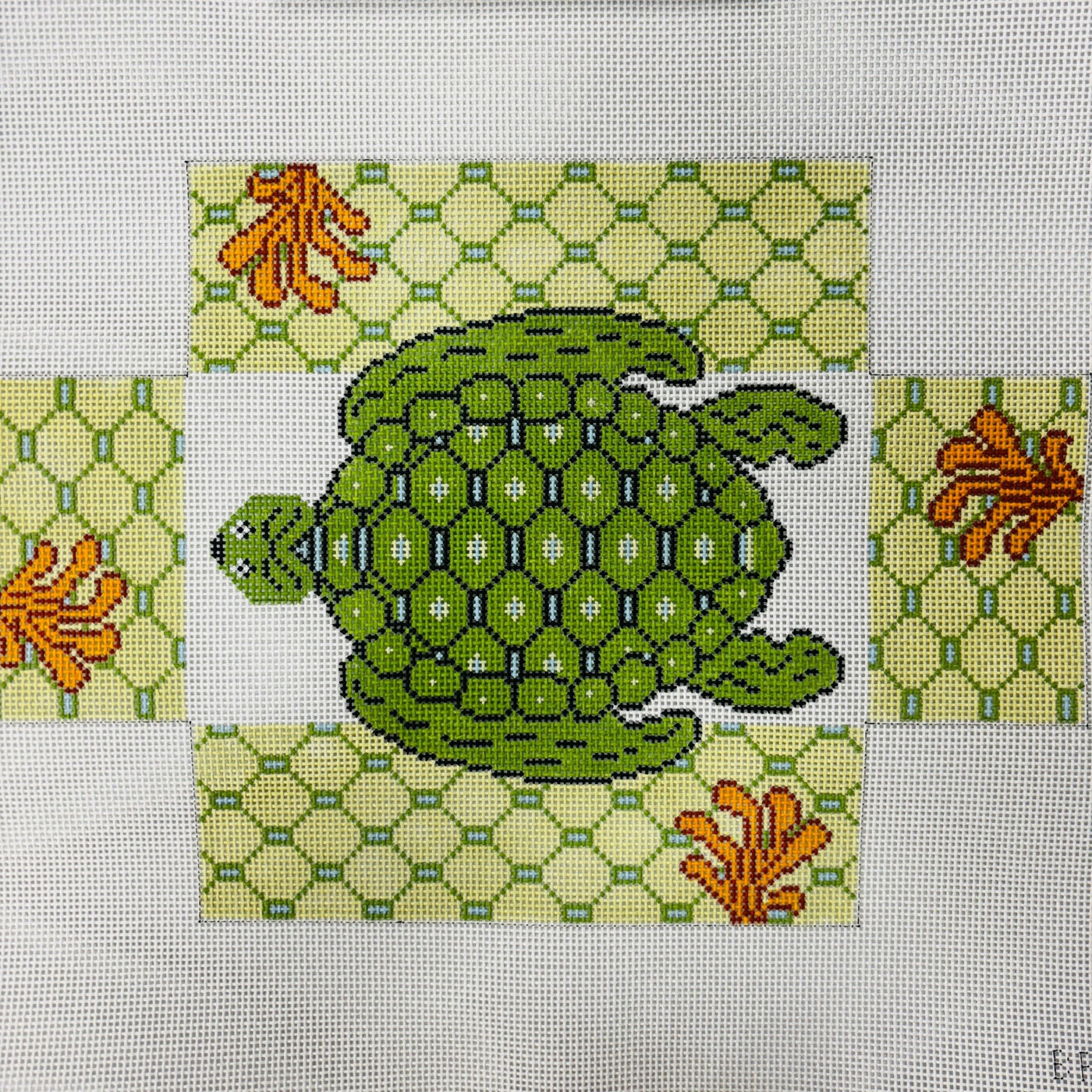 Green Sea Turtle Brick Cover needlepoint canvas - Bargello Needlepoint