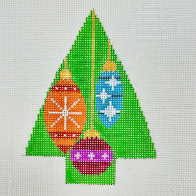 Green Tree with Ornaments needlepoint canvas - Bargello Needlepoint