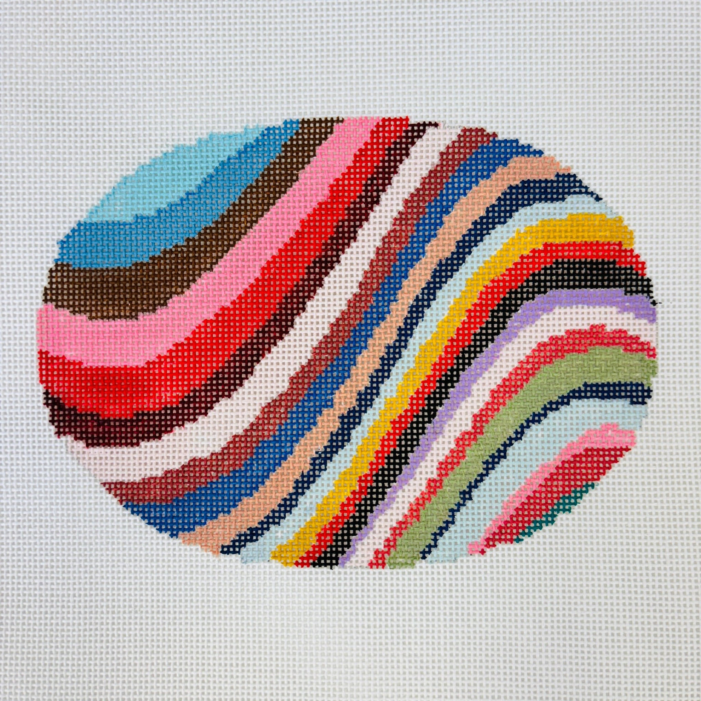 Groovy Waves Oval Insert for On - the - Go Self - Finishing Bag needlepoint canvas - Bargello Needlepoint