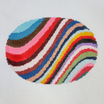 Groovy Waves Oval Insert for On - the - Go Self - Finishing Bag needlepoint canvas - Bargello Needlepoint