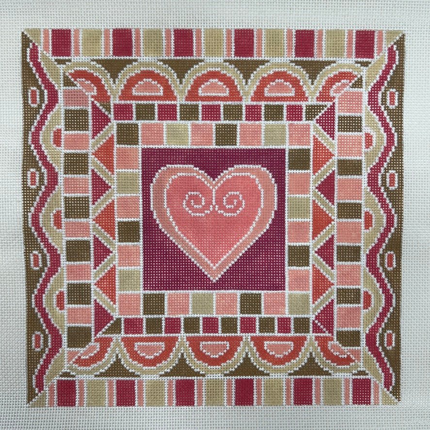 Heart Centered Pattern needlepoint canvas - Bargello Needlepoint