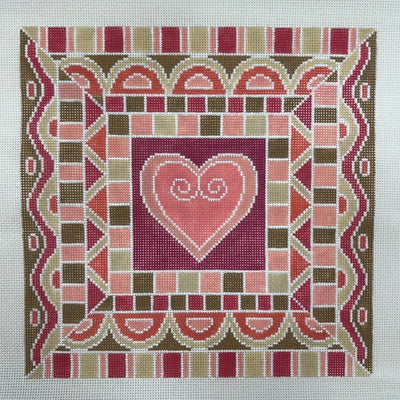 Heart Centered Pattern needlepoint canvas - Bargello Needlepoint