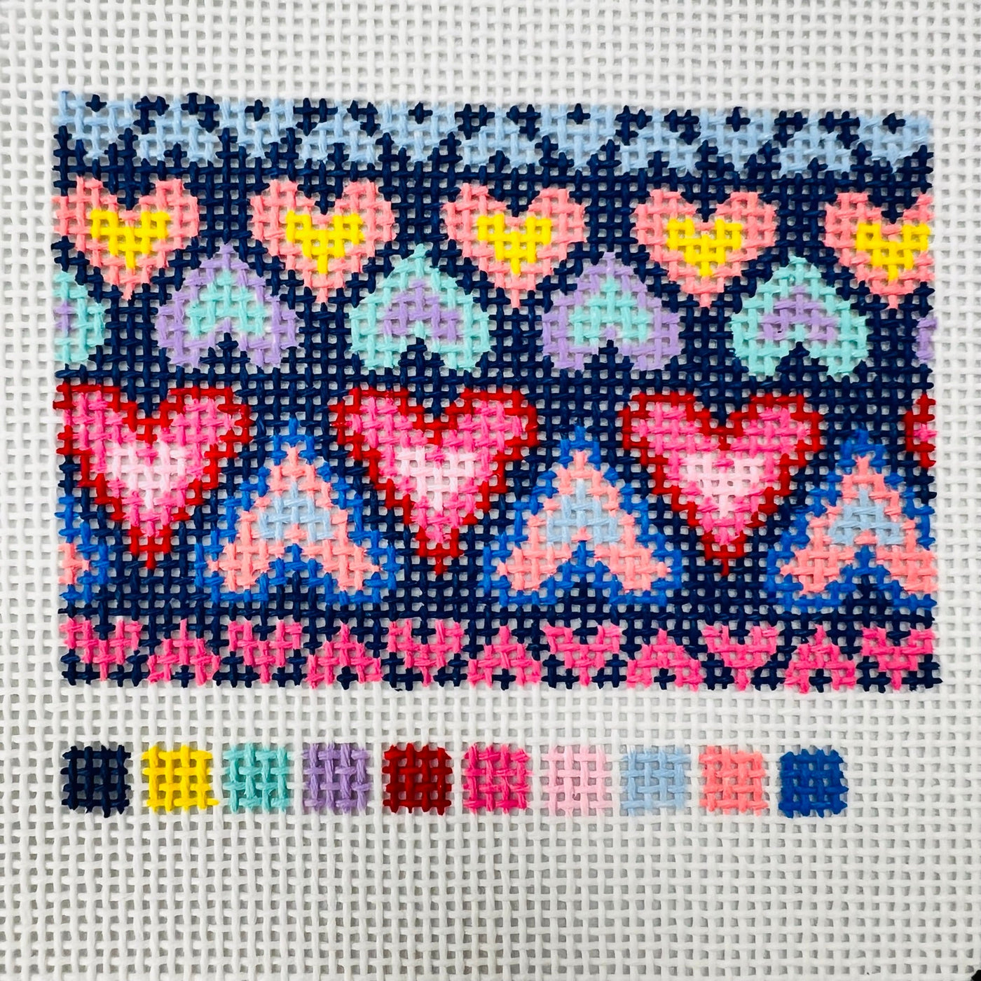 Hearts Credit Card Insert needlepoint canvas - Bargello Needlepoint