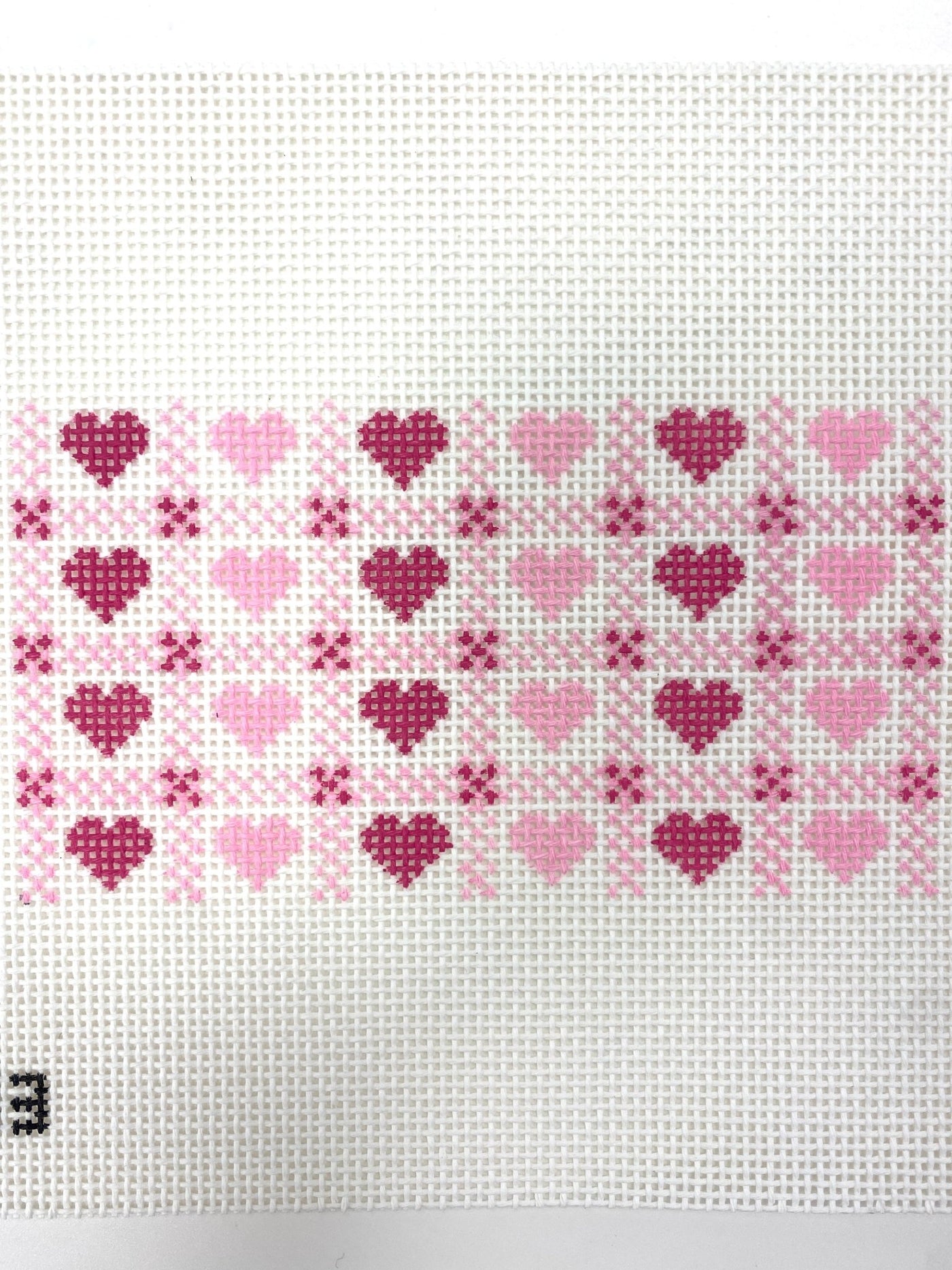 Hearts Gingham Eyeglass Case or Insert needlepoint canvas - Bargello Needlepoint