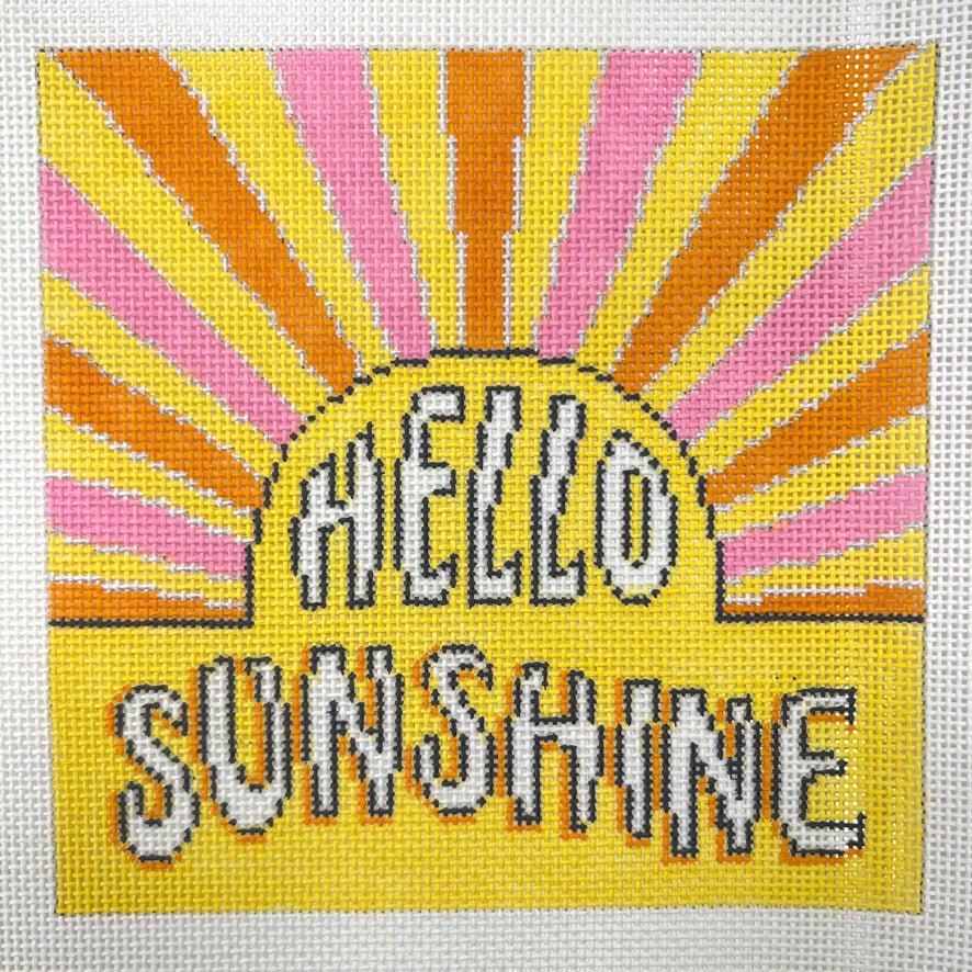 Hello Sunshine with Rays needlepoint canvas - Bargello Needlepoint