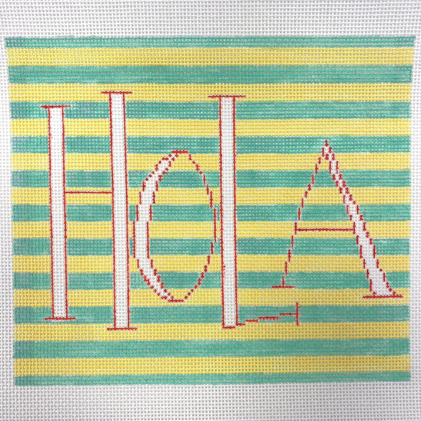 Hola on Stripes needlepoint canvas - Bargello Needlepoint