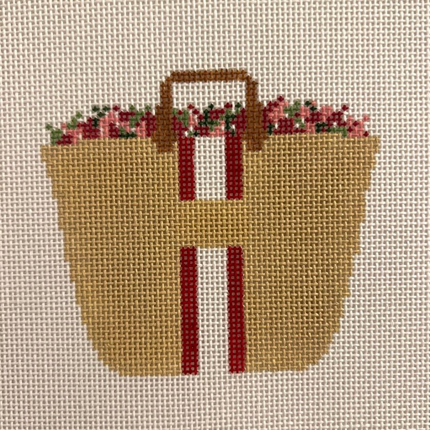 Holiday Basket needlepoint canvas - Bargello Needlepoint