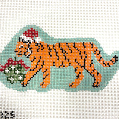 Holiday Tiger Ornament needlepoint canvas - Bargello Needlepoint