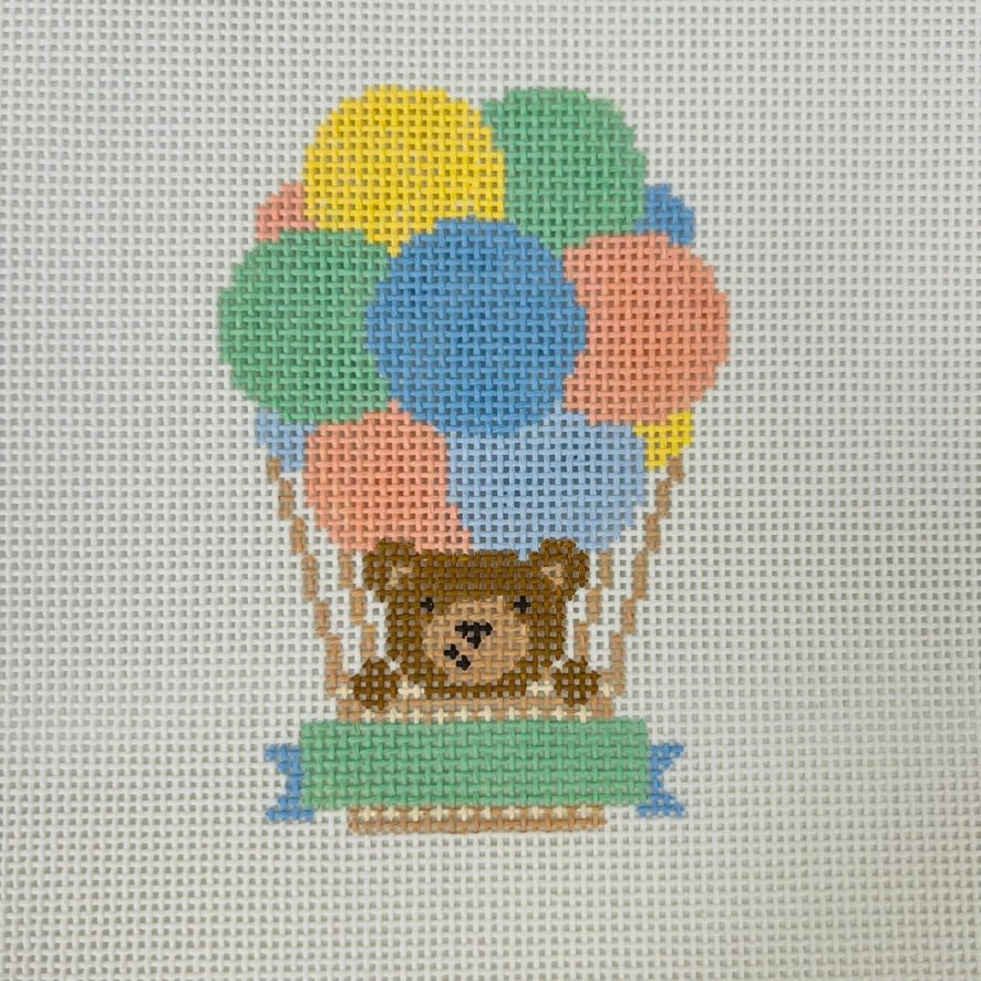 Hot Air Balloon Bear needlepoint canvas - Bargello Needlepoint