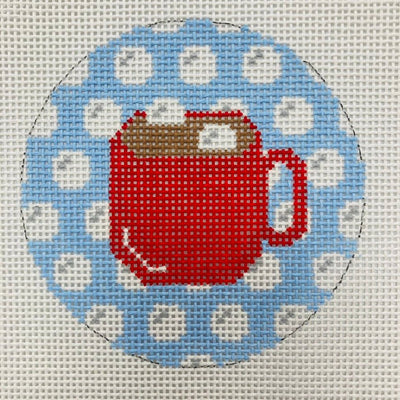 Hot Cocoa Round Ornament needlepoint canvas - Bargello Needlepoint