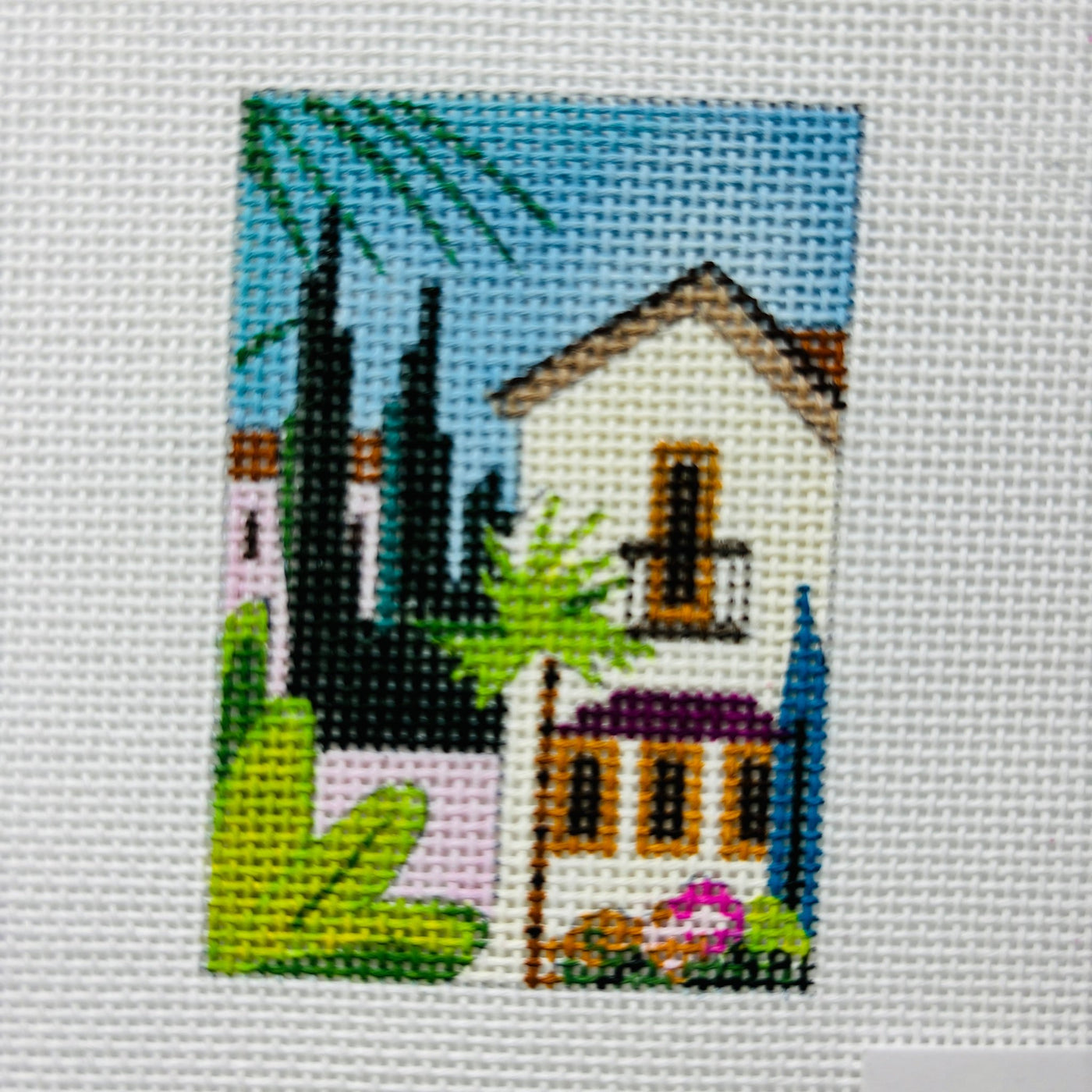 House Landscape needlepoint canvas - Bargello Needlepoint