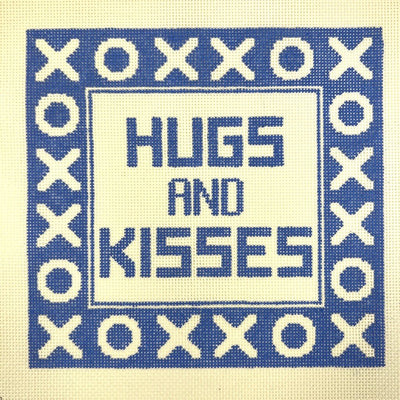 Hugs & Kisses Pillow Blue needlepoint canvas - Bargello Needlepoint