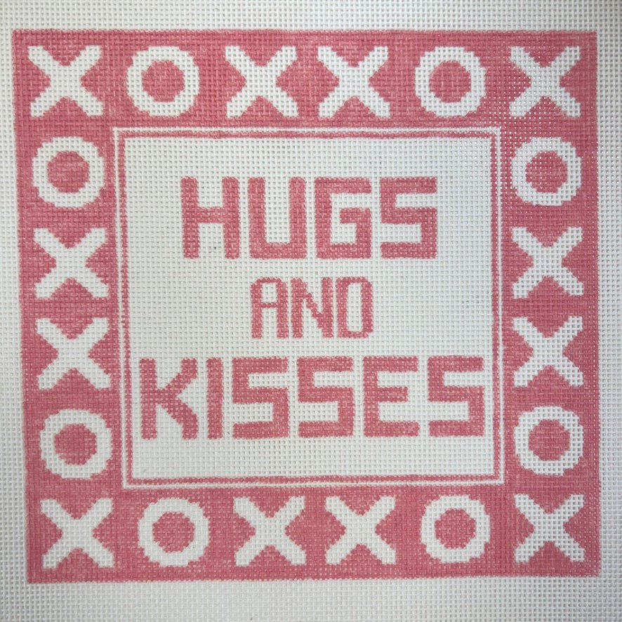 Hugs & Kisses Pillow Pink needlepoint canvas - Bargello Needlepoint