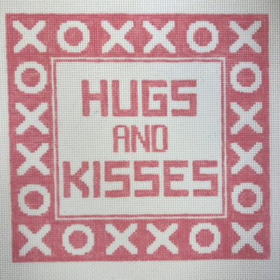 Hugs & Kisses Pillow Pink needlepoint canvas - Bargello Needlepoint