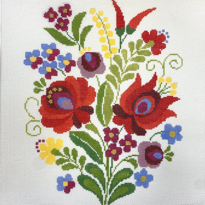 Hungarian Flowers and Peppers needlepoint canvas - Bargello Needlepoint