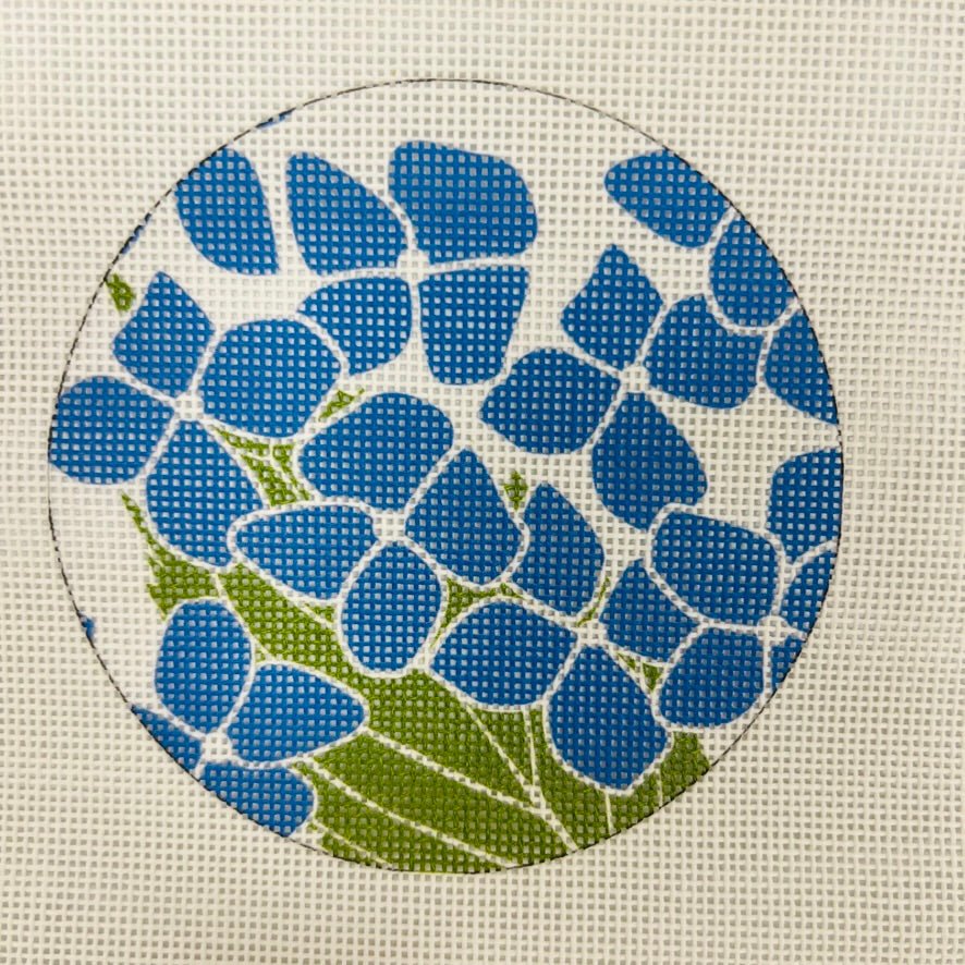 Hydrangea Round Ornament needlepoint canvas - Bargello Needlepoint