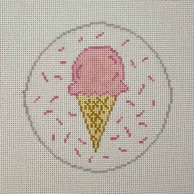 Ice Cream Round Ornament needlepoint canvas - Bargello Needlepoint