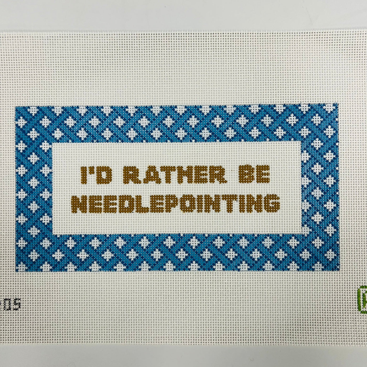 I'd Rather Be Needlepointing Blue needlepoint canvas - Bargello Needlepoint