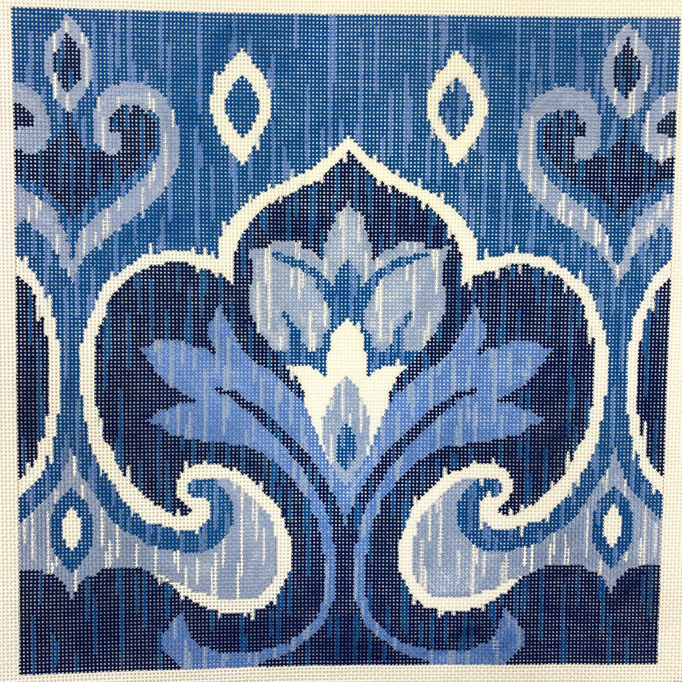 Ikat II Blues needlepoint canvas - Bargello Needlepoint