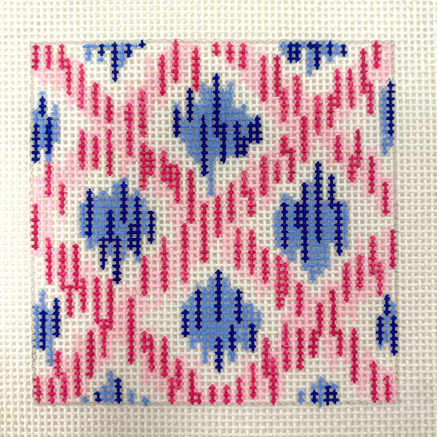 Ikat - Pink Criss Cross needlepoint canvas - Bargello Needlepoint