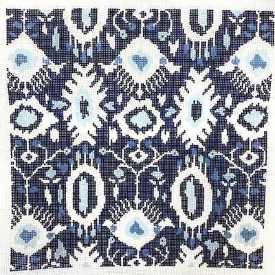 Ikat Square - Blue needlepoint canvas - Bargello Needlepoint